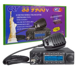 Estação de rádio amador CRT SS 9900V AM, FM, LSB, USB, CW 28-29,7 MHz, ASQ, DTMF, Roger Beep, 12 V, CTCSS, DCS, programável