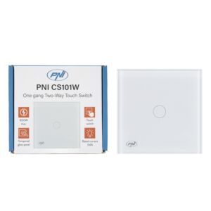 Chave escada simples e chave cruzada com toque PNI CS101W em vidro, branco com indicador LED, 800W