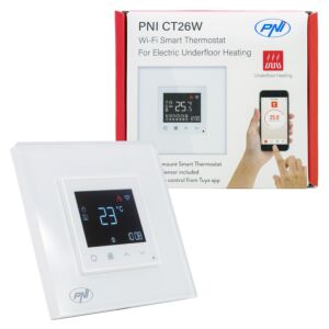 Termostato inteligente WiFi PNI CT26W para aquecimento elétrico de piso ou grupo de bombeamento, sensor de piso incluído, 10A, m