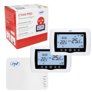 Termostato inteligente PNI CT410 PRO wireless, com WiFi, controle 2 zonas via Internet, para centrais de aquecimento, bombas, eletricidade