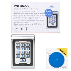 Pacote de teclado de controle de acesso PNI DK220, modelo independente com bloco adesivo azul incluso.