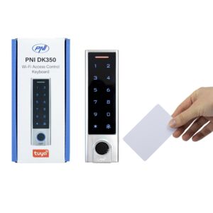 Pacote de teclado de controle de acesso PNI DK350 com aplicativo Wi-Fi Tuya e 10 cartões RFID EMC-01 de 125 kHz.