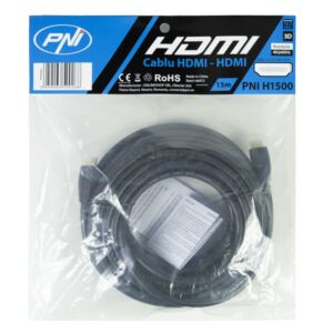 Cabo HDMI PNI H1500 de alta velocidade 1.4V, plug-in, Ethernet, banhado a ouro, 15m
