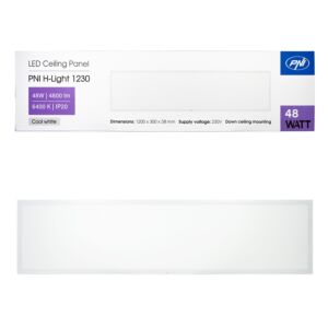 Painel LED PNI H-Light 1230 48W, 1200x300mm, 4800lm, 6400K, interior, encastrado