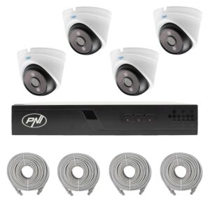 Pacote de videovigilância com 4 câmeras e cabos de 20 metros incluídos