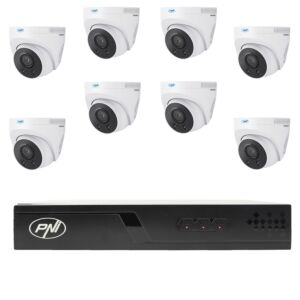 Pacote de videovigilância com 8 câmeras e cabos de 20 metros incluídos