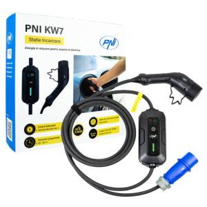 Carregador portátil PNI KW7 32A, 7,4KW, para carros elétricos, 230V, monofásico, cabo tipo 2 e conector IEC621 de 5 pinos