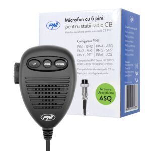 Microfone de 6 pinos para estações de rádio PNI Escort HP 8000L/8001L/8024/9001 PRO/9500/8900