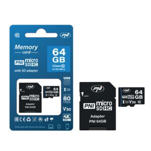 Cartão de memória MicroSD PNI 64 GB com adaptador SD Classe 10