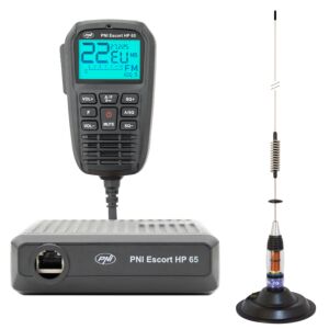 Pacote de estação de rádio CB PNI Escort HP 65 ASQ e antena CB PNI ML70 com ímã.