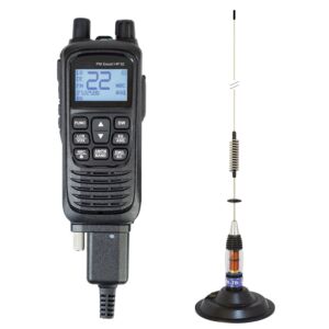 Kit de estação de rádio CB portátil PNI Escort HP 92 multi-padrão 4W, 12-24V AM-FM com antena CB PNI ML70 com ímã