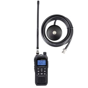 Kit de estação de rádio CB portátil PNI Escort HP 92 multi-padrão 4W, 12-24V AM-FM com base magnética BNC