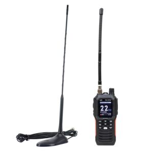 Estação de rádio CB portátil PNI Escort HP 102 multi-padrão, 4W, 12V-24V, AM-FM com antena CB PNI Extra 45 com ímã.