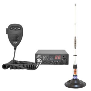 Pacote PNI Escort HP 8001L ASQ CB Radio Station + Fones de ouvido HS81L + Antena PNI ML70 CB com ímã incluído
