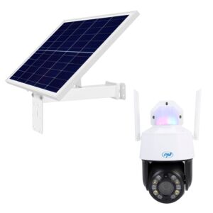 Pacote com câmera de vigilância sem fio PNI House IP575 e painel solar fotovoltaico PNI PSF6020A.