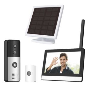 Intercomunicador de vídeo inteligente sem fios PNI SafeHome PT770 WiFi, Full HD 1080P, unidade de porta com painel solar, Tuya Smart, em