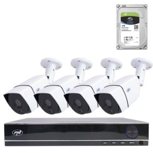 Pacote de kit de vigilância por vídeo AHD PNI House PTZ1300 Full HD - NVR e 4 câmeras externas 2MP full HD 1080P com HDD 1Tb incl