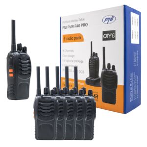 Kit de 6 estações de rádio portáteis PNI PMR R40 PRO baterias, carregadores e fones de ouvido incluídos