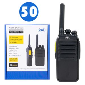 Caixa com 50 estações de rádio portáteis PNI DPMR R41.