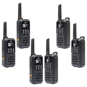Kit de 6 estações de rádio portáteis PNI PMR R80 PRO 0,5W, 16 canais, à prova d'água IP67, com lanterna LED, botão SOS, VOX, USB-C