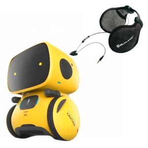 Pacote de robô inteligente interativo PNI Robo One, controle de voz, botões de toque, amarelo + fones de ouvido Midland Subzero