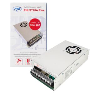 Fonte de tensão chaveada PNI ST20A Plus 230V a 12V 20A estabilizada para sistemas de vigilância
