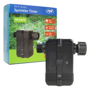 Programador de irrigação inteligente PNI SWI170, Wi-Fi, conexão 3/4 ou 1/2, 1700 l/h, controle via aplicativo Tuya, comp