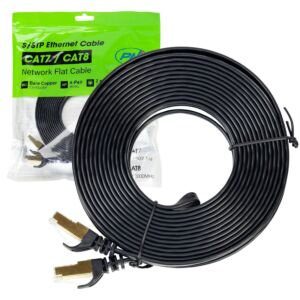 Cabo de rede plano CAT7 preto