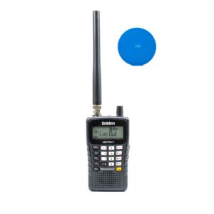 Kit de scanner portátil Uniden UBC75XLT + almofada adesiva azul para presente