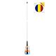 Antena CB PNI TRUCKER 9000 PL com LED, comprimento 140 cm, 26-28 MHz, 1000 W com bandeira adesiva incluída.