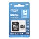 Cartão de memória MicroSD PNI 64 GB com adaptador SD Classe 10