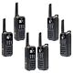 Kit de 6 estações de rádio portáteis PNI PMR R80 PRO 0,5W, 16 canais, à prova d'água IP67, com lanterna LED, botão SOS, VOX, USB-C