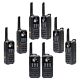 Kit de 8 estações de rádio portáteis PNI PMR R80 PRO 0,5W, 16 canais, à prova d'água IP67, com lanterna LED, botão SOS, VOX, USB-C