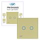 Interruptor duplo com toque PNI SH202G feito de vidro, dourado com indicador LED, cor dourada