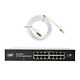 Pacote de switch PNI SW016, 16 portas 10/100/1000 Mbps, Gigabit, caixa metálica e cabo de rede CAT8 de 1,5 m (PNI U8015W)